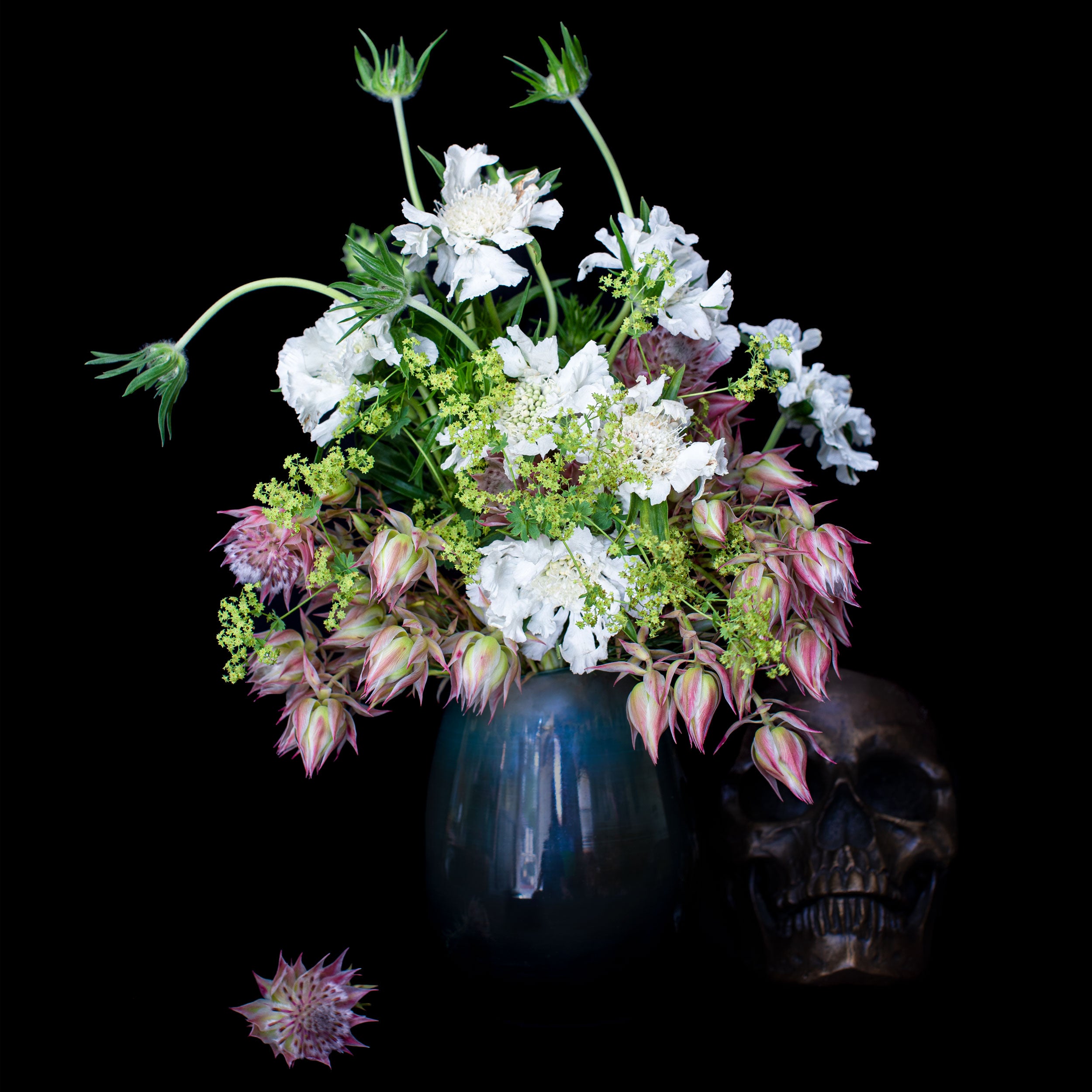 Still Life with Flower Bouquet and Skull