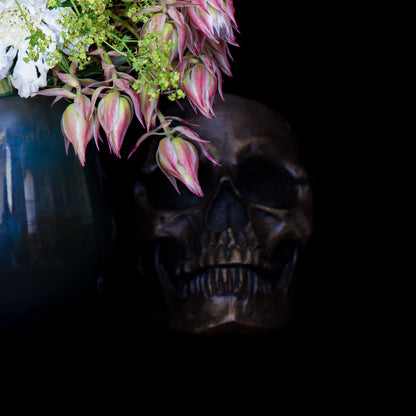 Floral Photography | Still Life with Flower Bouquet and Skull